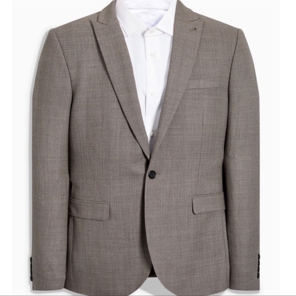 Taupe Textured Slim Fit Suit Set - Picture 5 of 12
